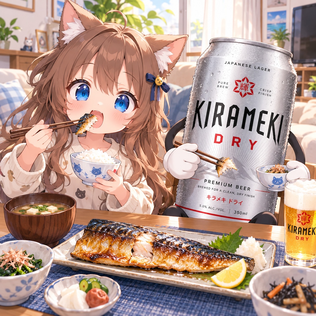 焼き鯖を食べる小さな女の子