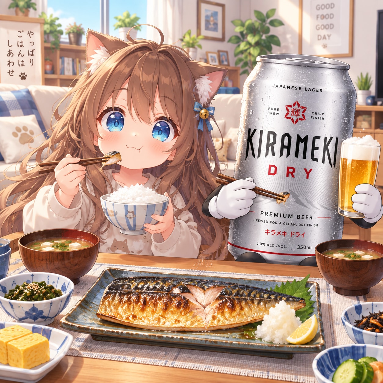 焼き鯖を食べる小さな女の子 | の人気AIイラスト・グラビア