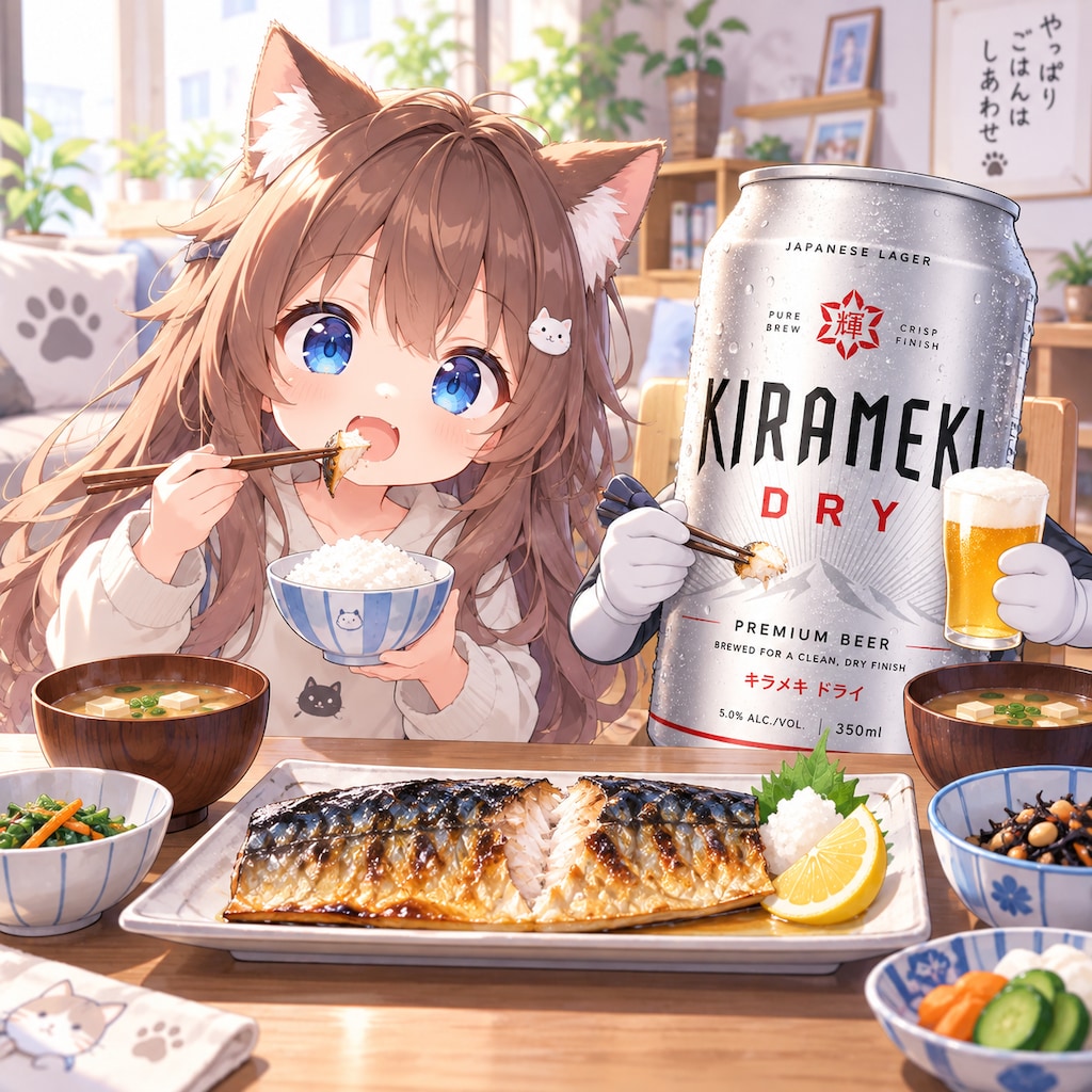 焼き鯖を食べる小さな女の子