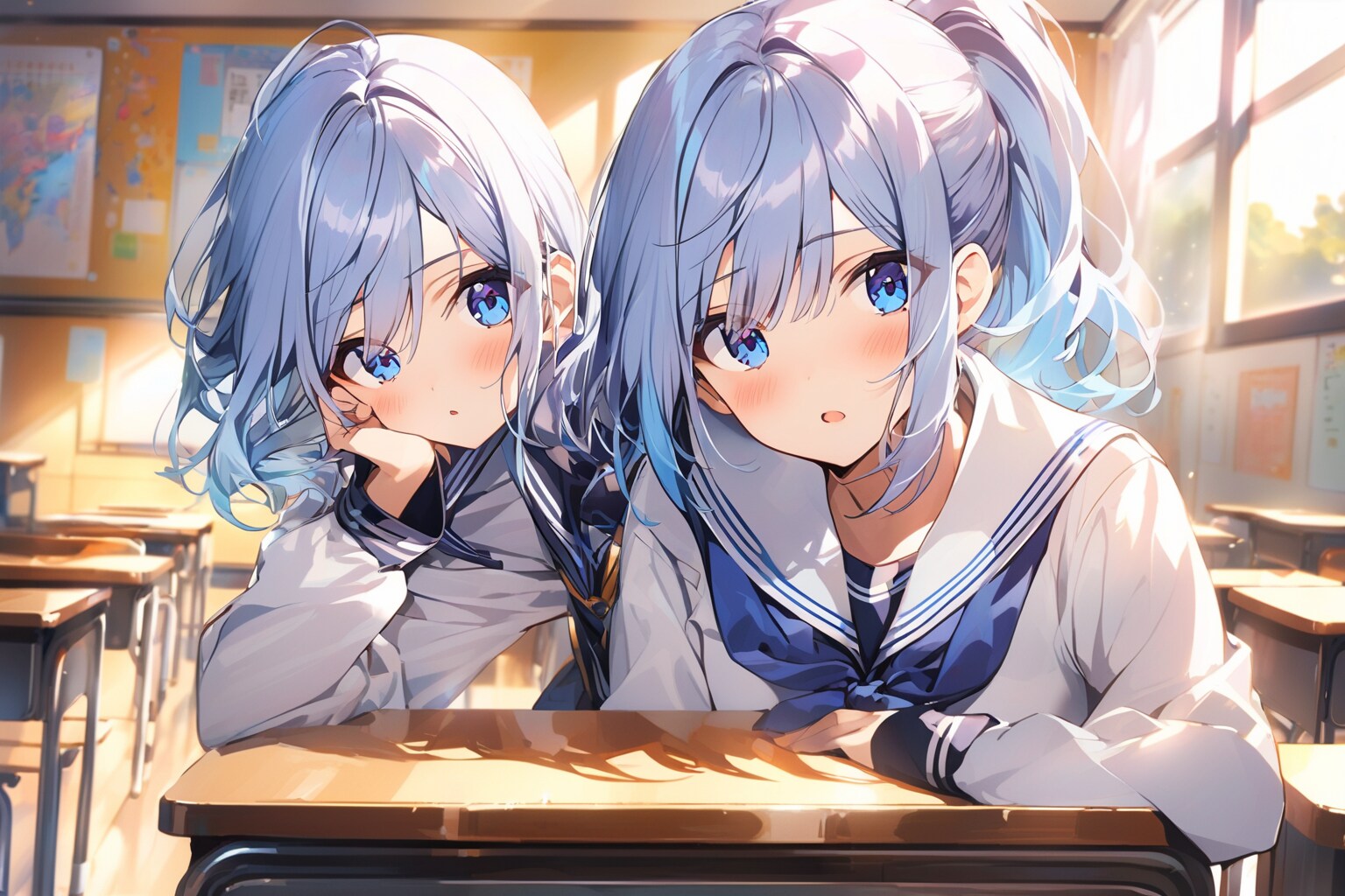 教室でおしゃべり | の人気AIイラスト・グラビア