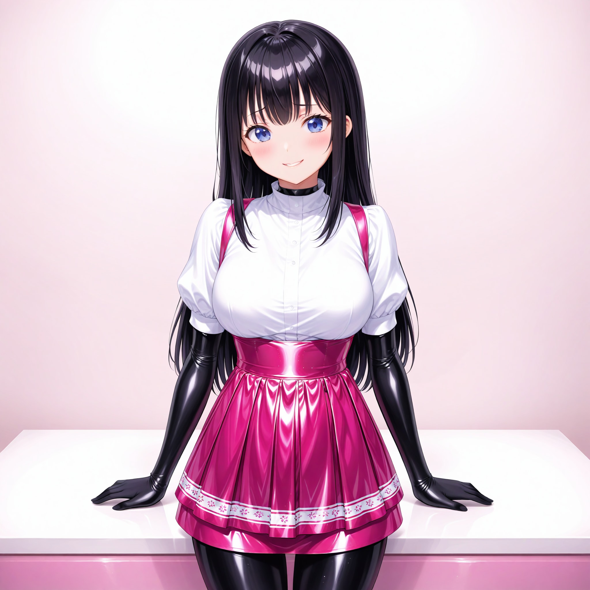 黒エナメルボディスーツ＋エナメルアンミラ