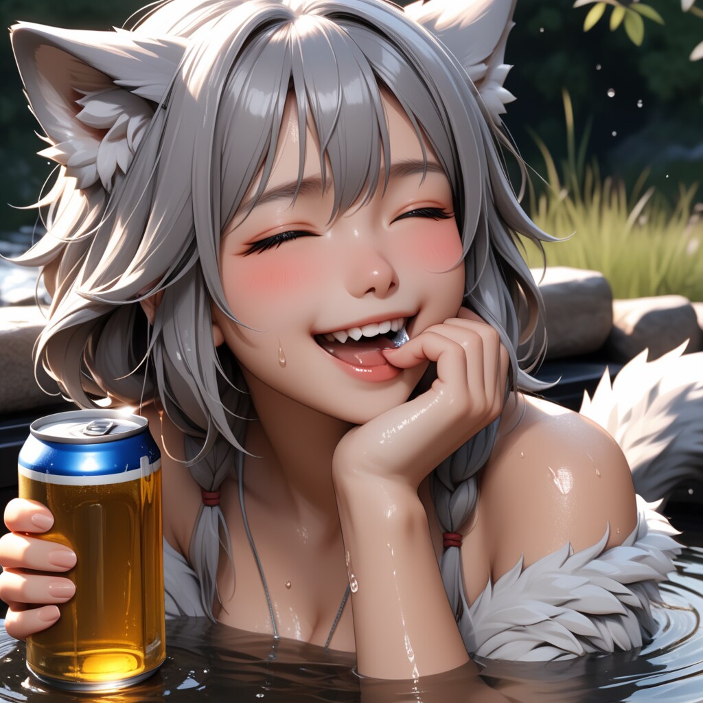 狼娘の夏休み：プハーッ！この一杯が……最高だ～！