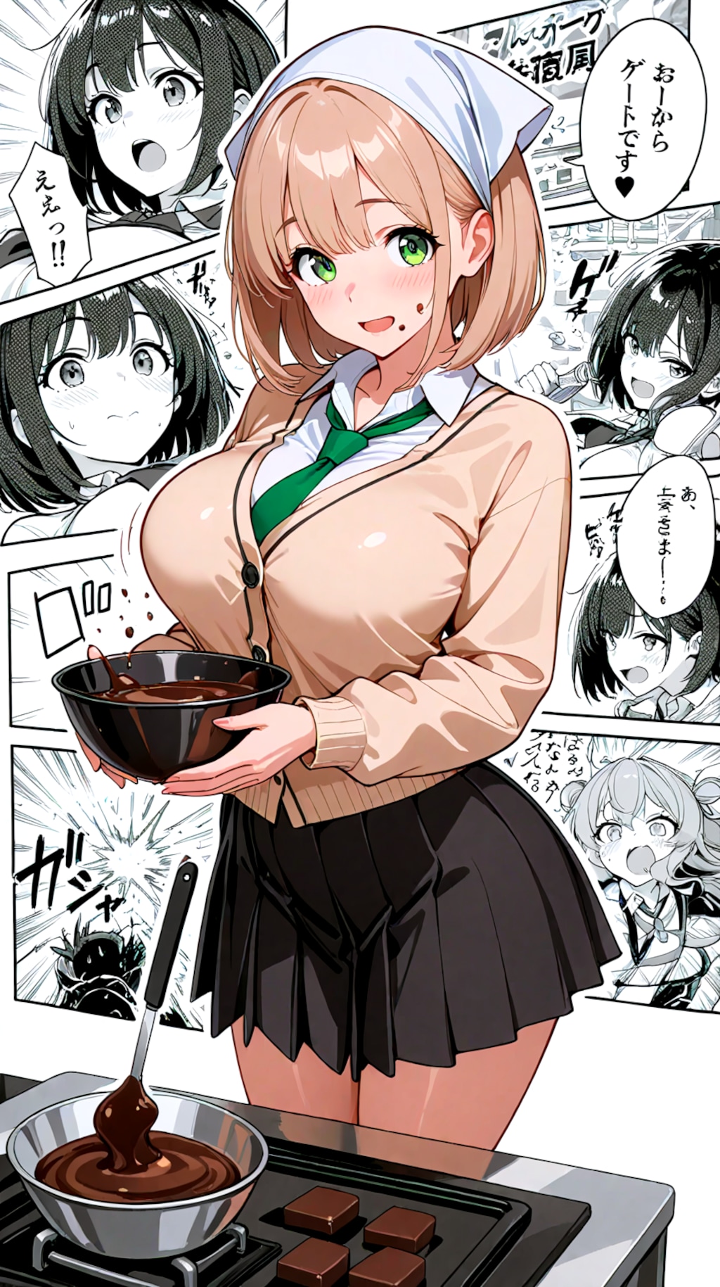 漫画背景、私立聖寧女学院のバレンタインの制作風景