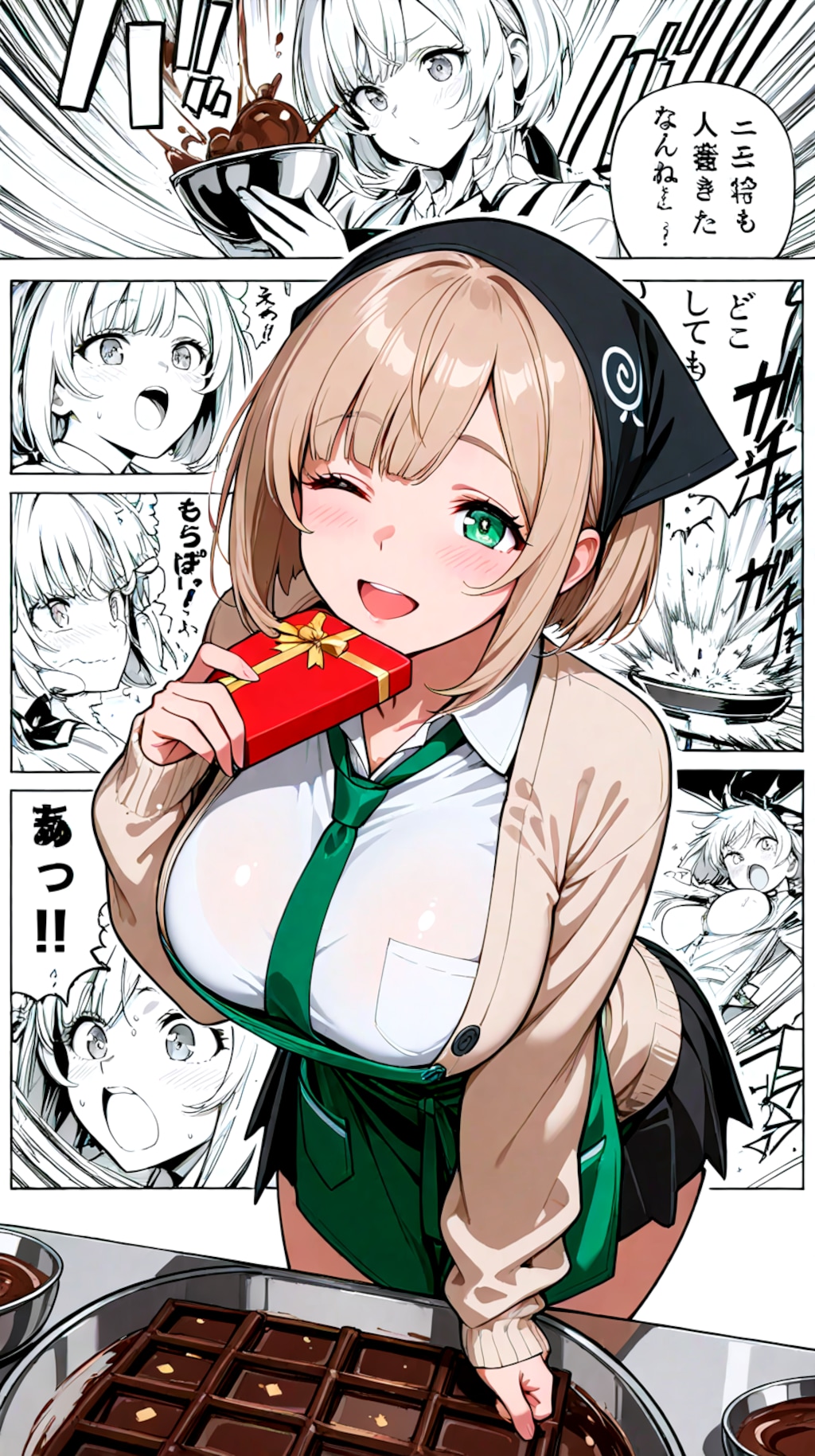 漫画背景、私立聖寧女学院のバレンタインの制作風景