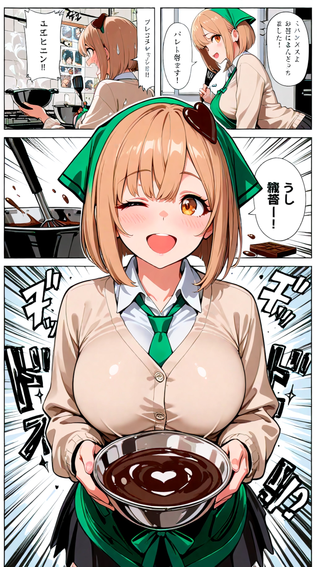 漫画背景、私立聖寧女学院のバレンタインの制作風景