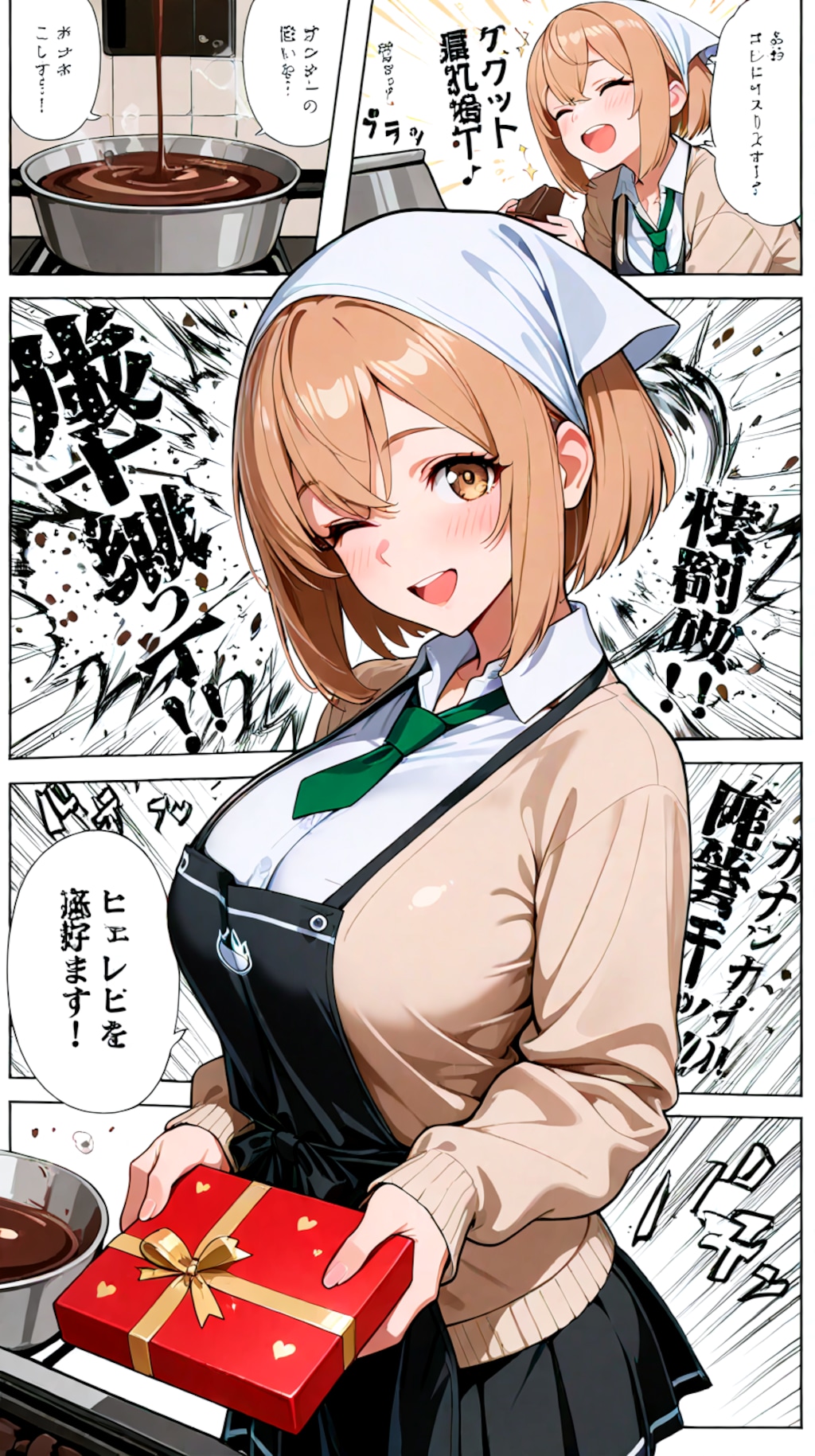 漫画背景、私立聖寧女学院のバレンタインの制作風景