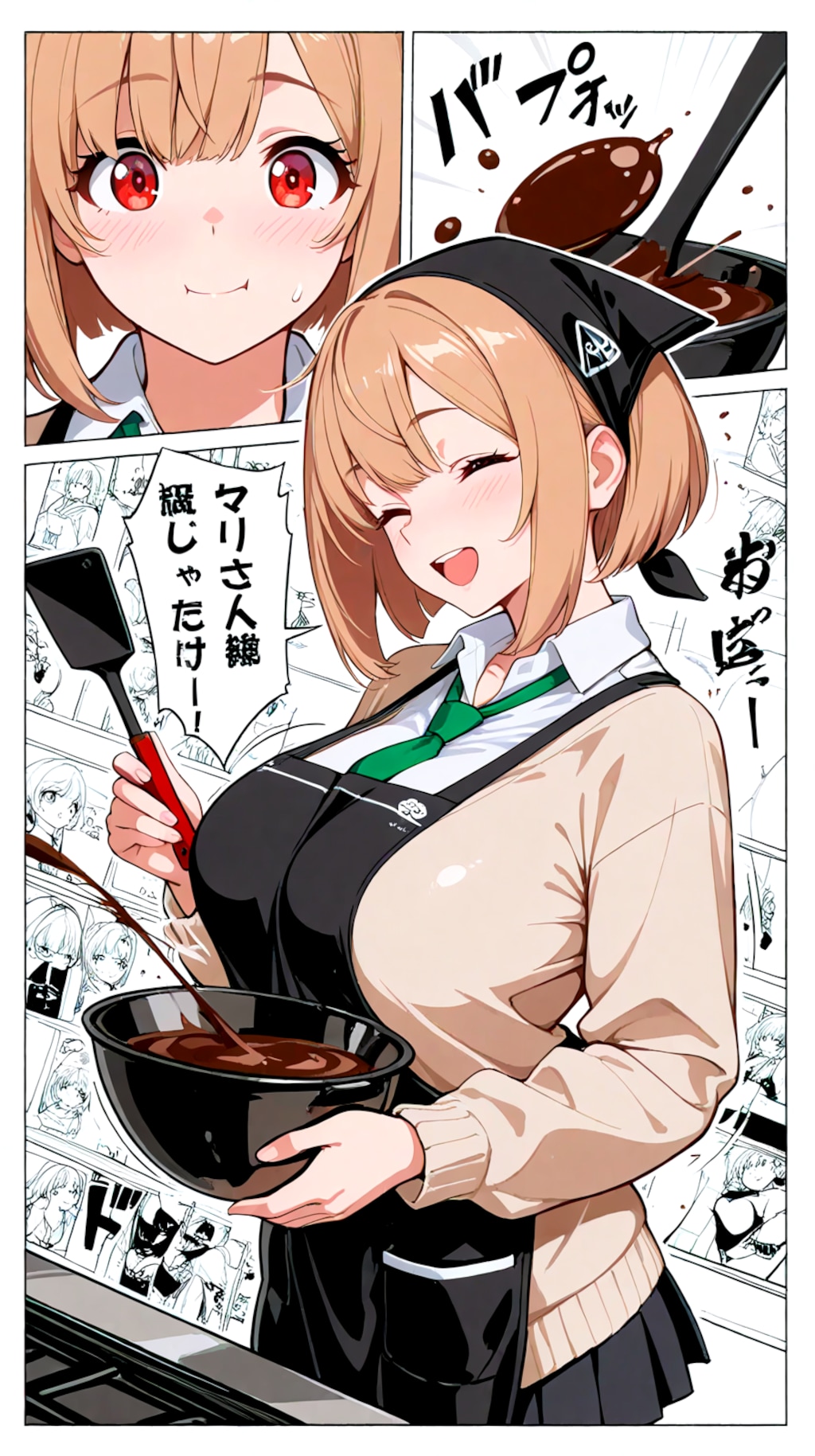 漫画背景、私立聖寧女学院のバレンタインの制作風景