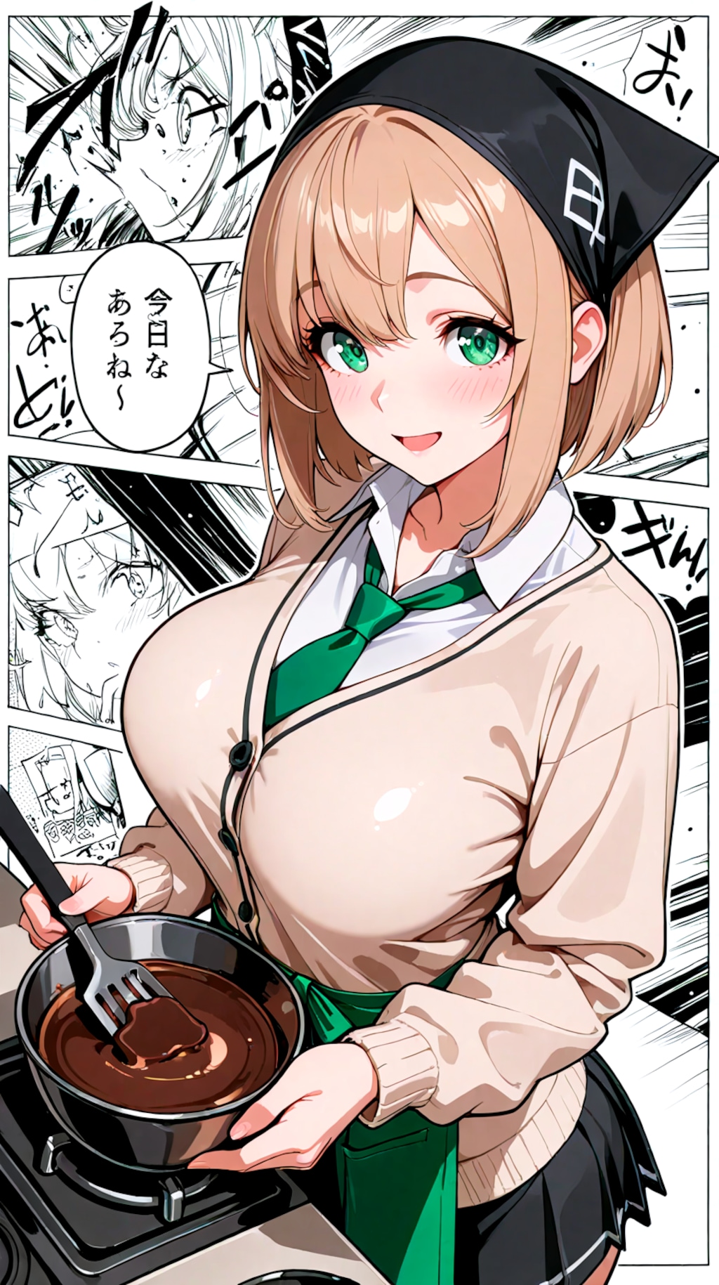 漫画背景、私立聖寧女学院のバレンタインの制作風景