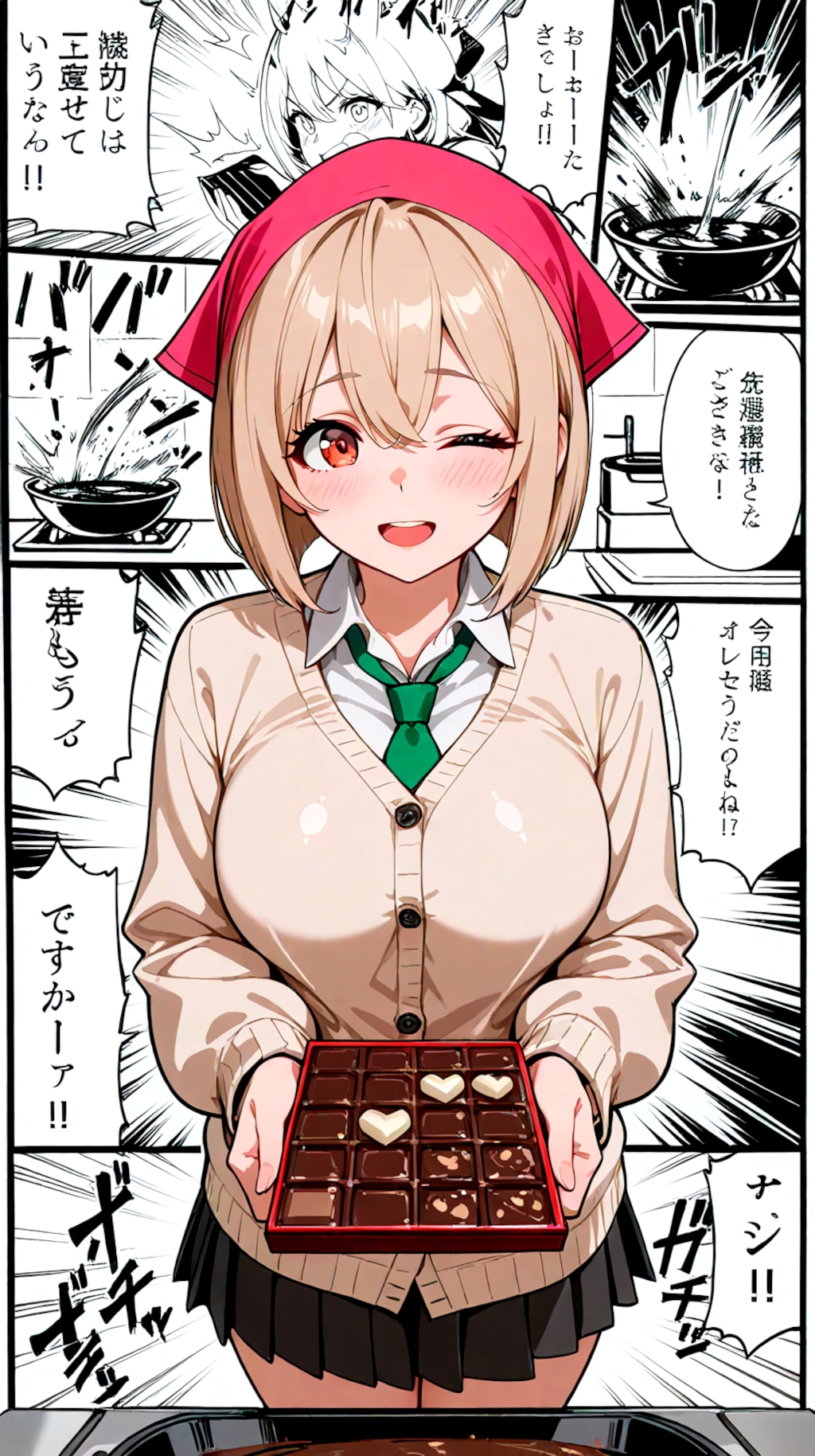 漫画背景、私立聖寧女学院のバレンタインの制作風景