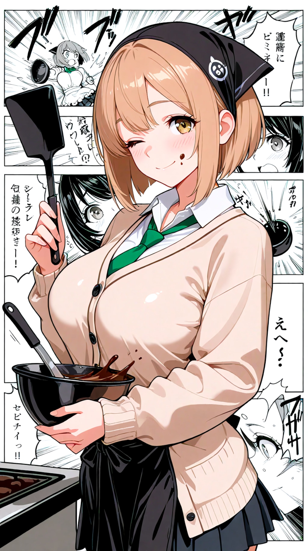 漫画背景、私立聖寧女学院のバレンタインの制作風景