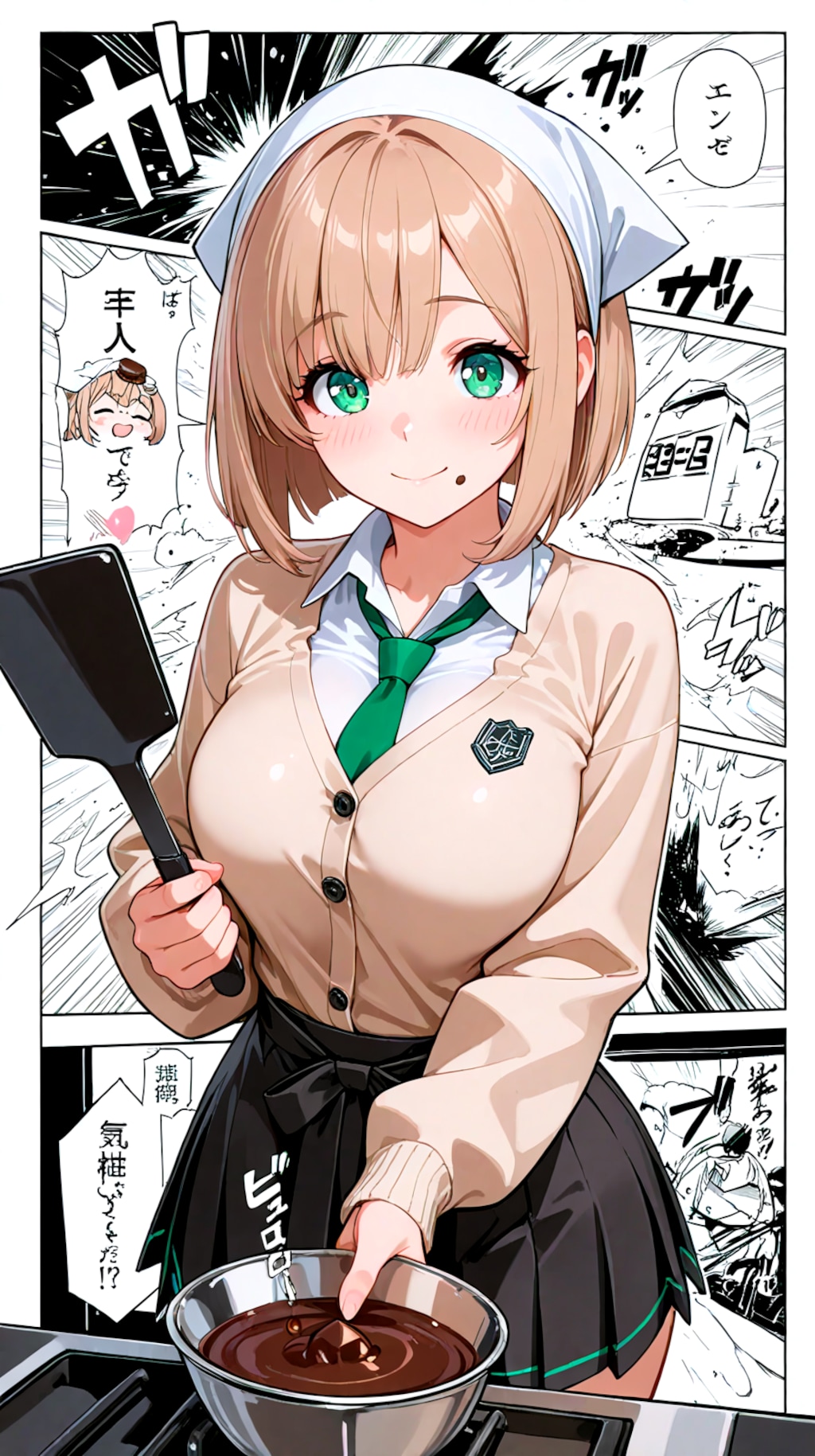 漫画背景、私立聖寧女学院のバレンタインの制作風景