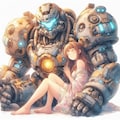 （DALLE-E3の思い出）美少女とメカとの愛情や友情を描写してくれたAI💕 7枚目