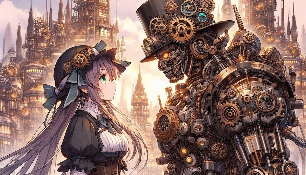 （DALLE-E3の思い出）美少女とメカとの愛情や友情を描写してくれたAI💕
