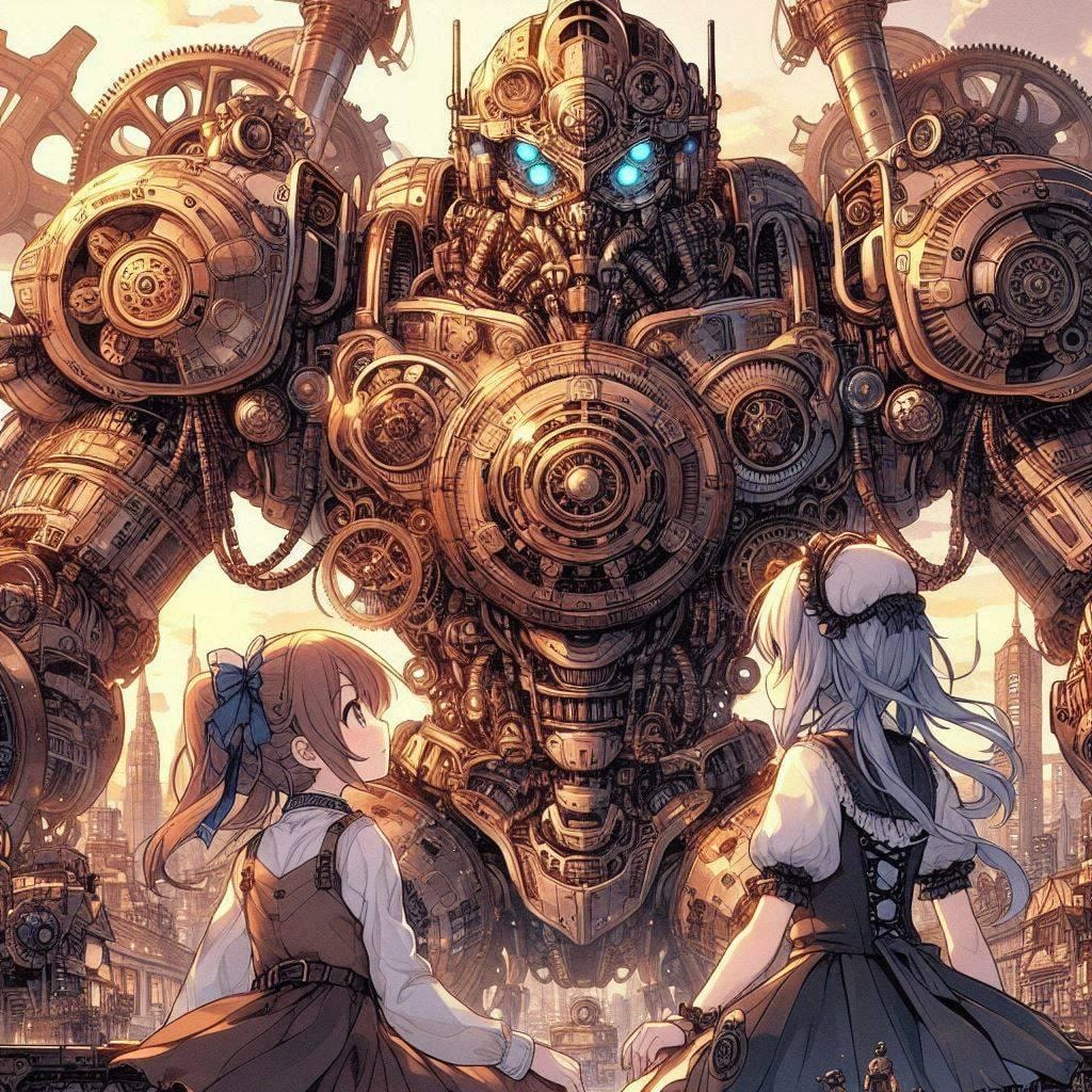 （DALLE-E3の思い出）美少女とメカとの愛情や友情を描写してくれたAI💕