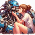 （DALLE-E3の思い出）美少女とメカとの愛情や友情を描写してくれたAI💕 6枚目