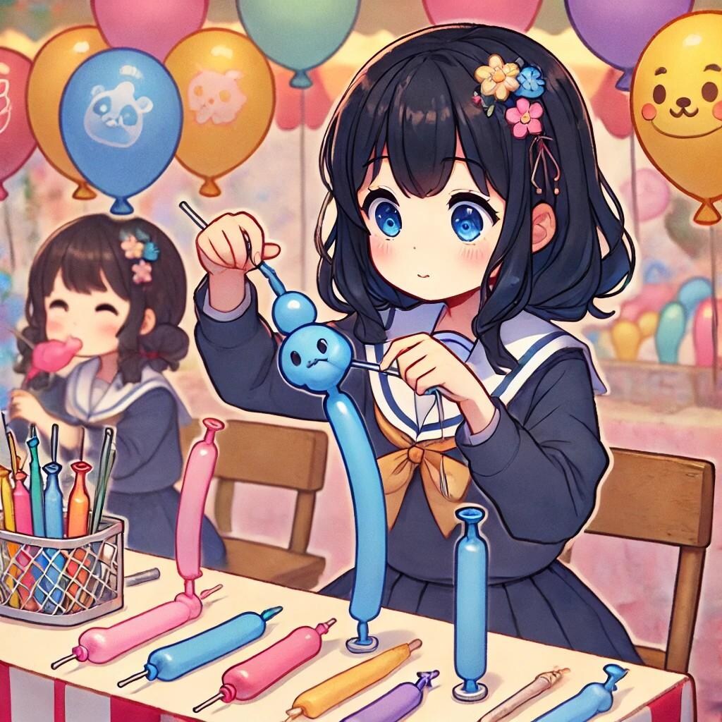 文化祭　バルーンアート販売の女の子