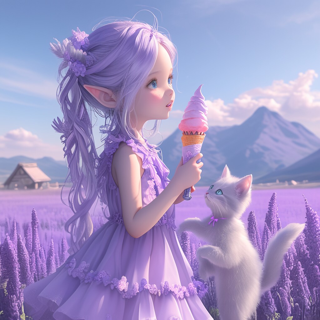 ラベンダー畑で、ラベンダーソフトクリームを！ | の人気AIイラスト・グラビア