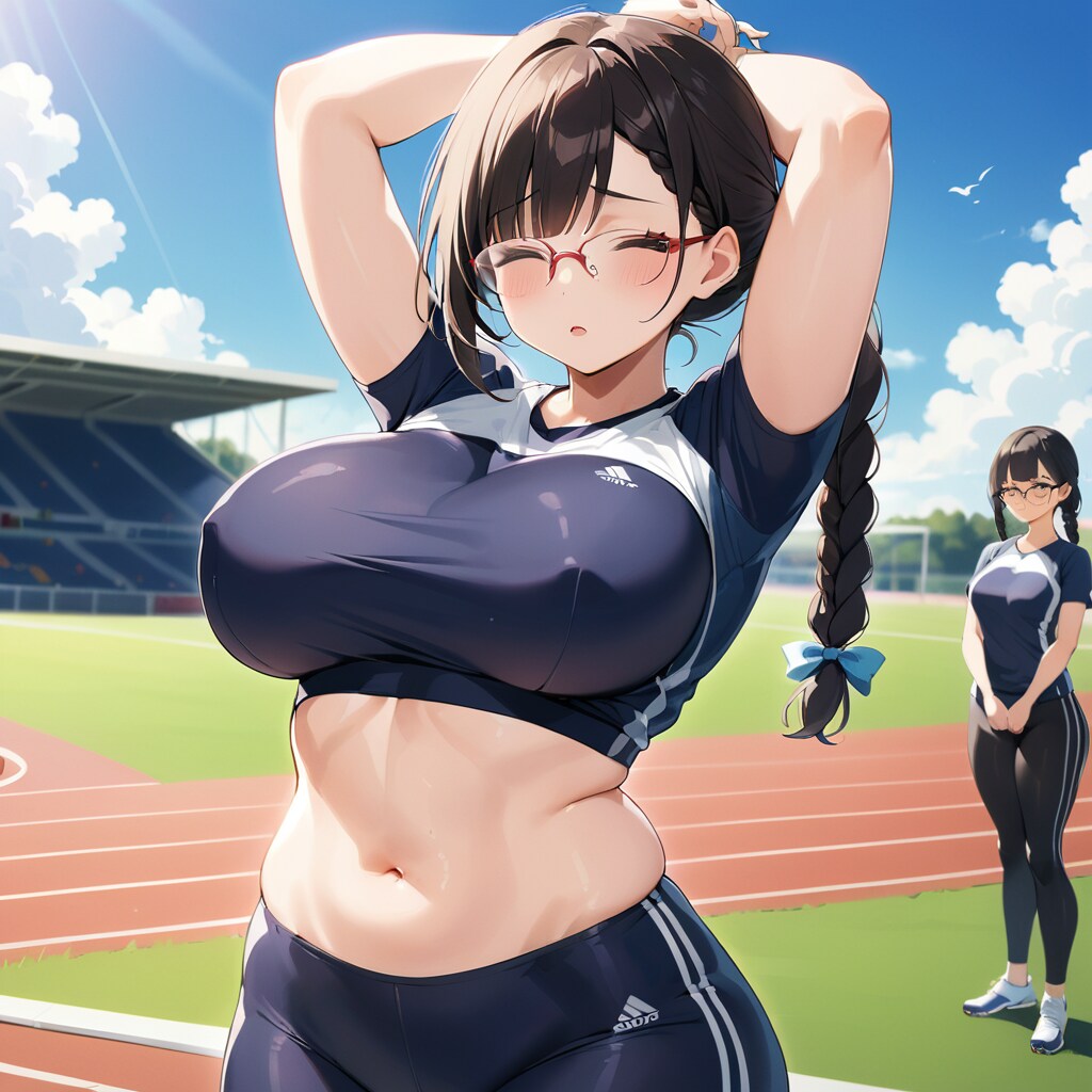 運動中の巨乳さん