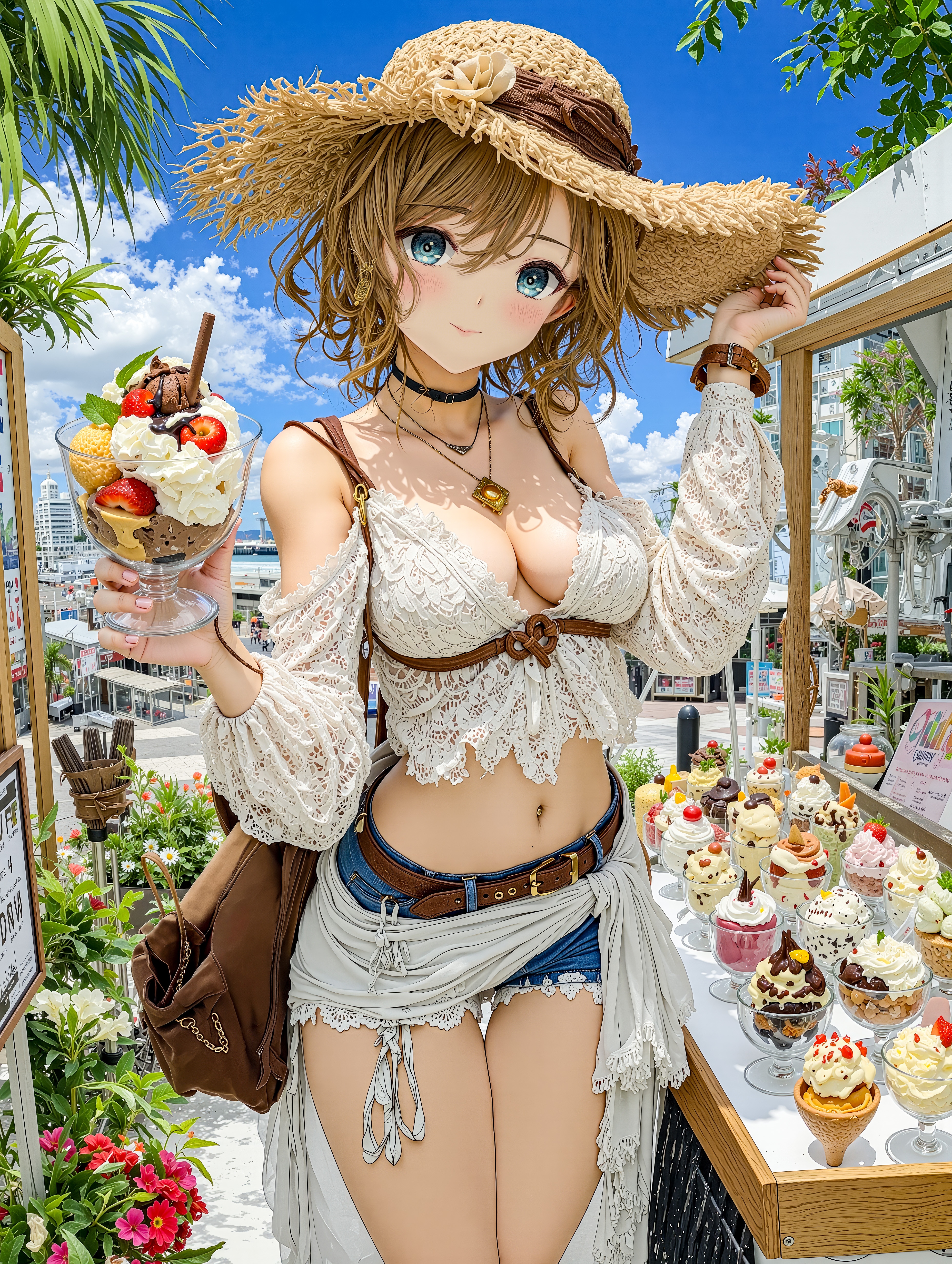 パフェと麦わら帽子