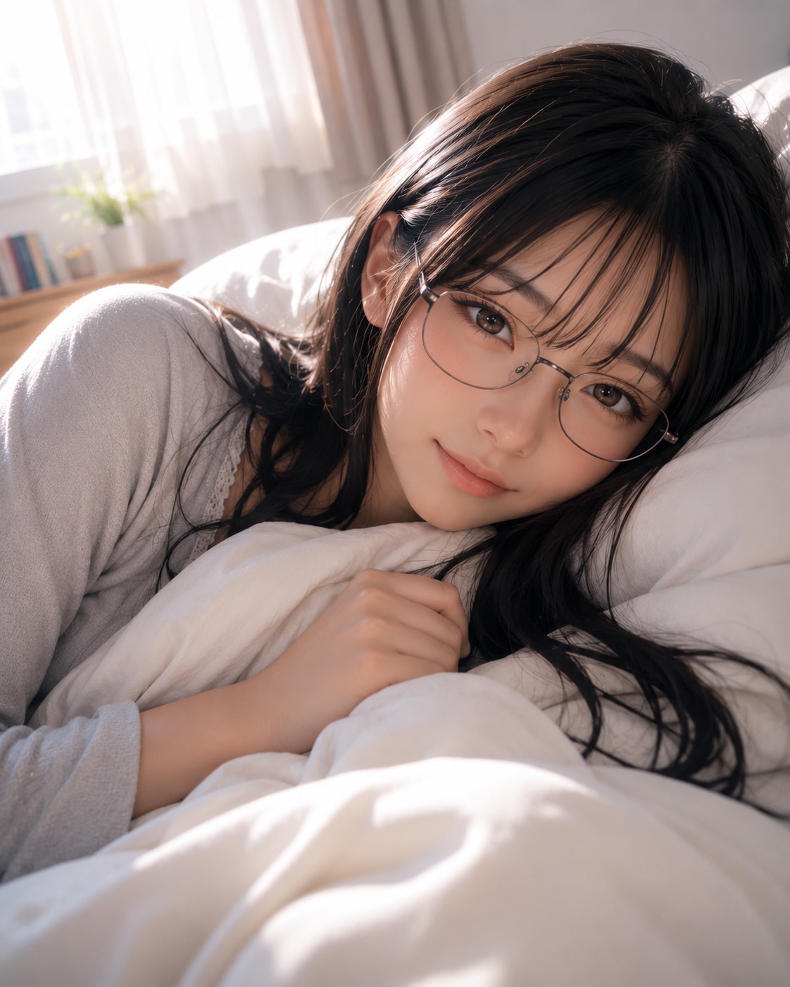 黒髪メガネ 朝起きたら隣に…
