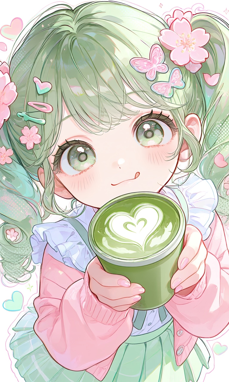 「桜と抹茶ラテ」PixAI | の人気AIイラスト・グラビア