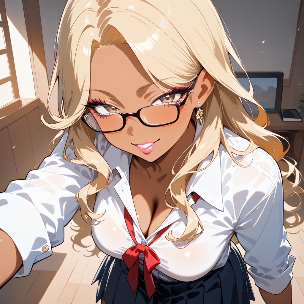 金髪メガネギャル