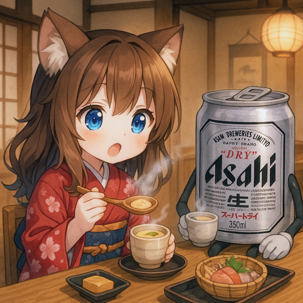 茶わん蒸しを食べる小さな女の子