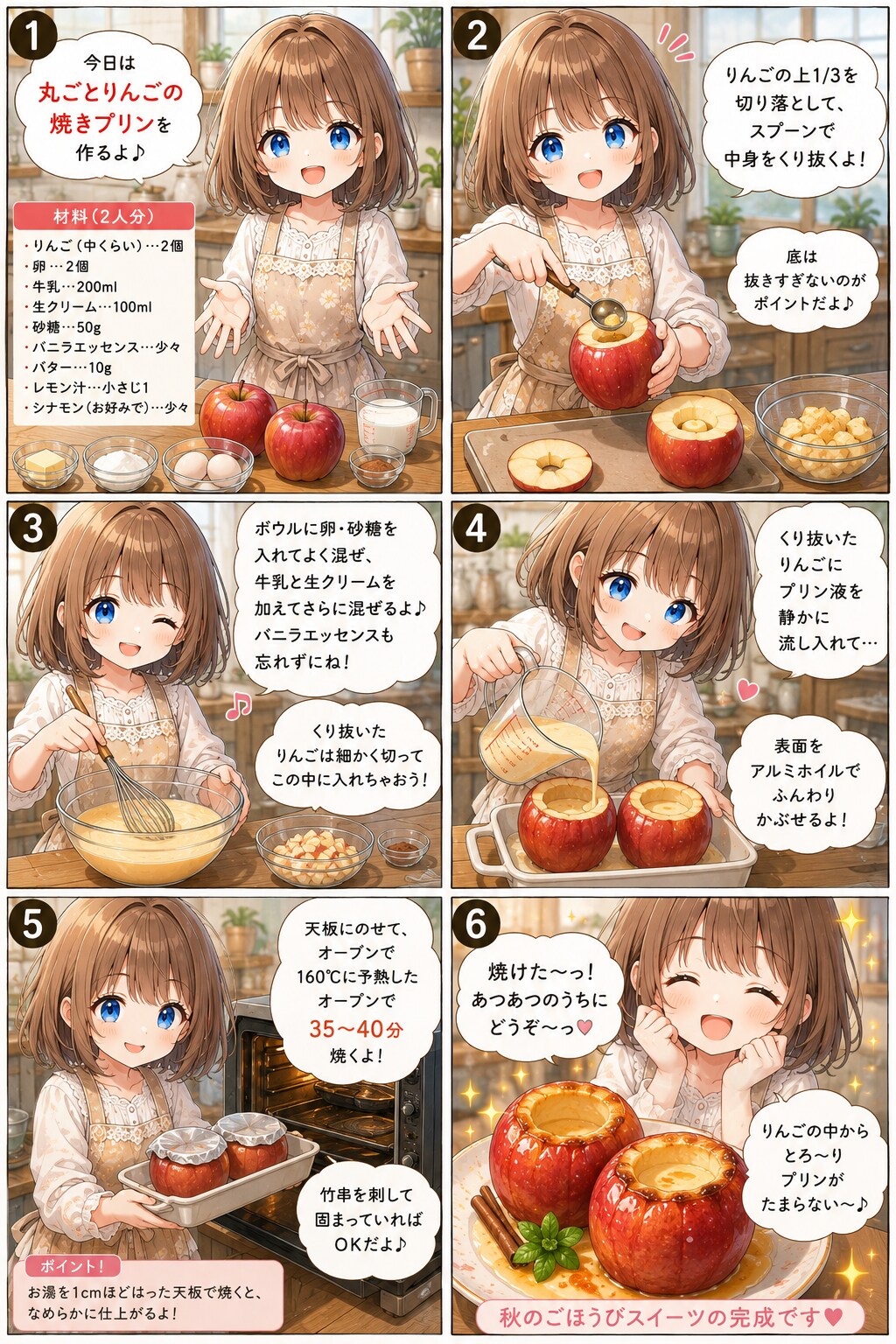 丸ごとりんごの焼きプリン | の人気AIイラスト・グラビア