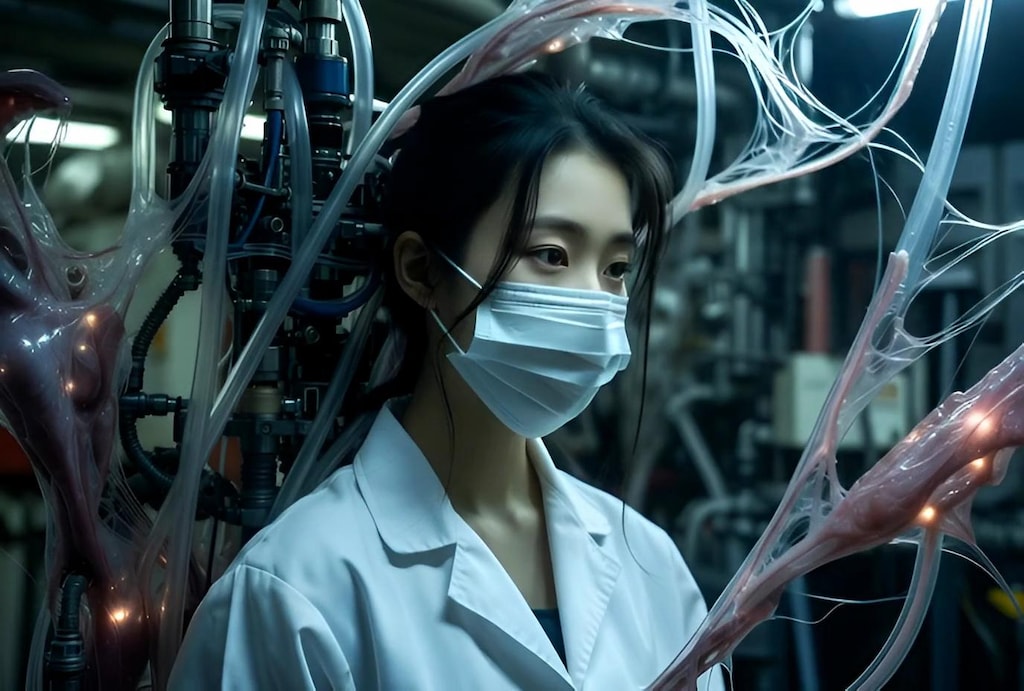 FANZA同人でAI生成動画集「美女と触手01」を発売しました。