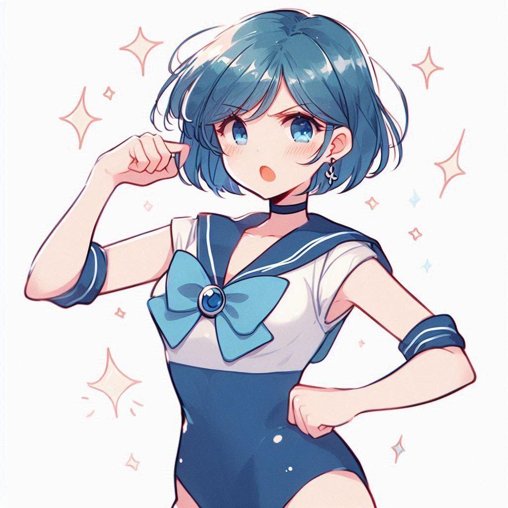 半分セーラーマーキュリー、半分スク水