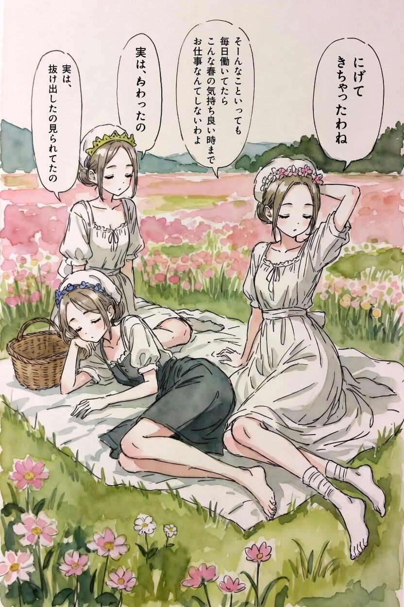 使用人たちのピクニック | の人気AIイラスト・グラビア