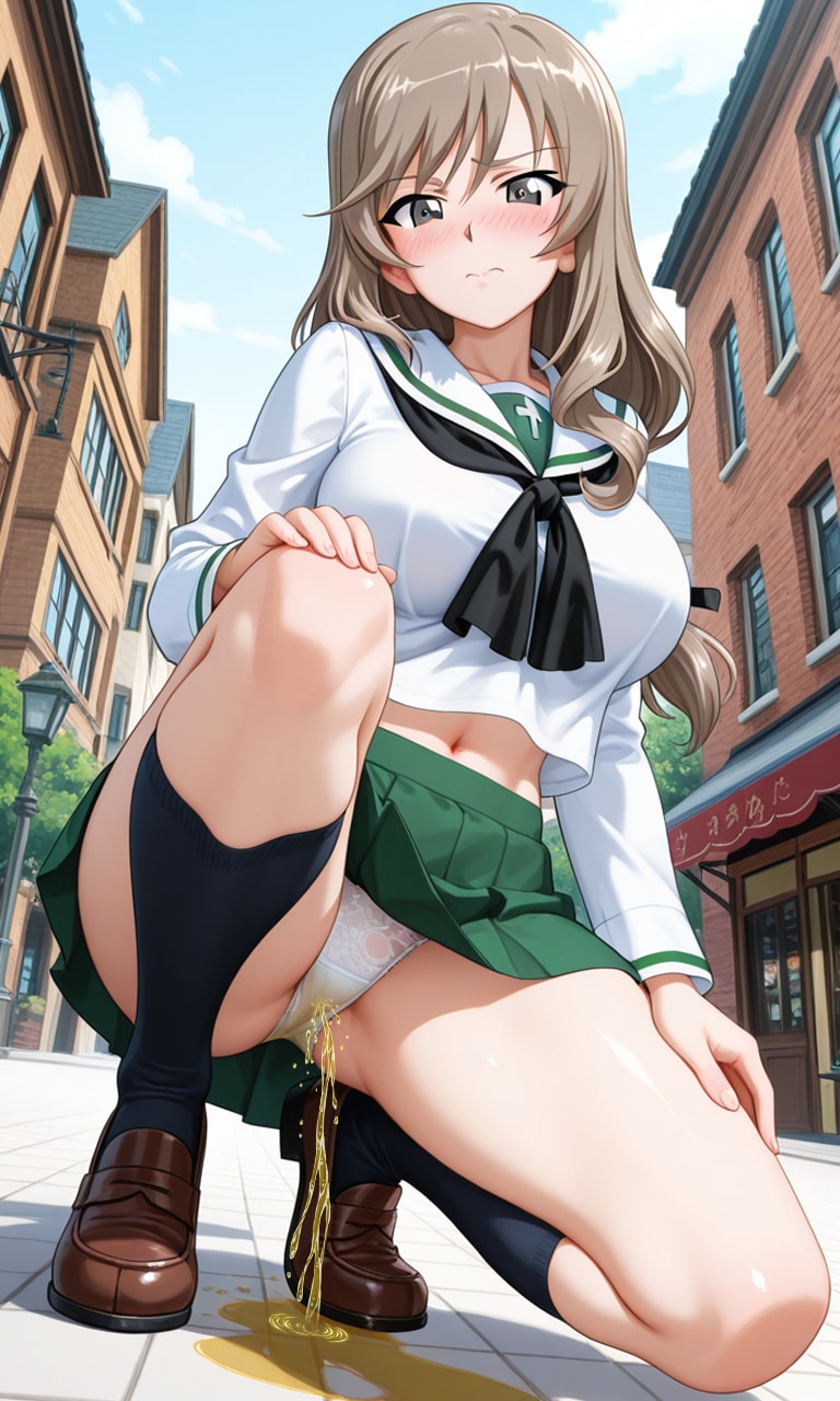 おしっこお漏らしチャレンジ【島〇千代】(制服)