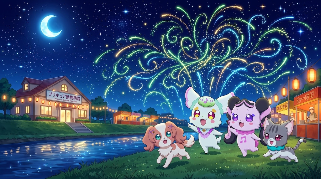 プリルン、花火大会に招待する