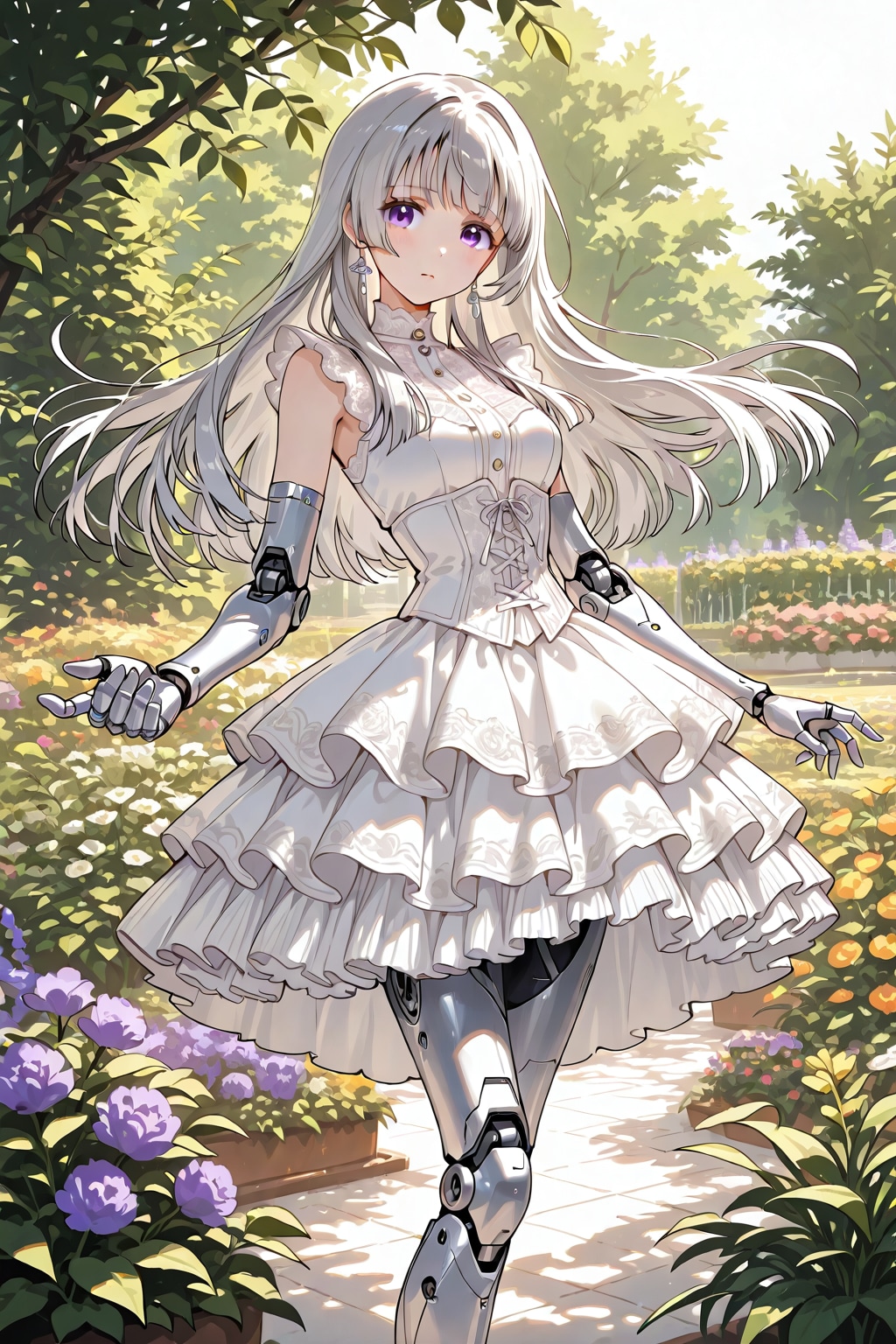 庭のサイボーグ少女