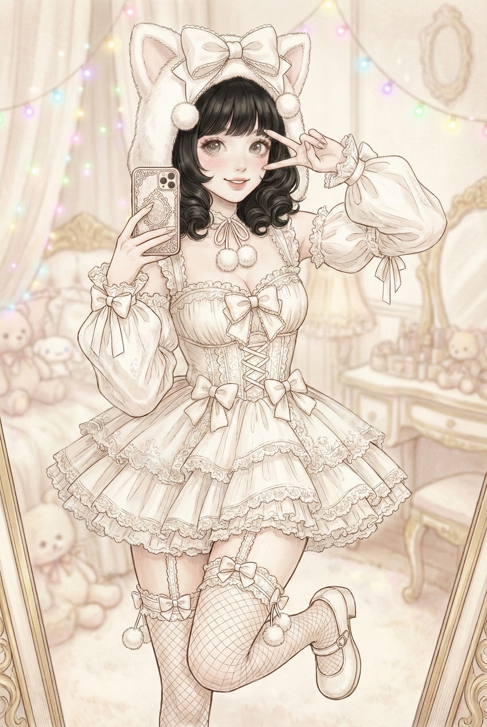 鏡に映る白猫姫の秘め事