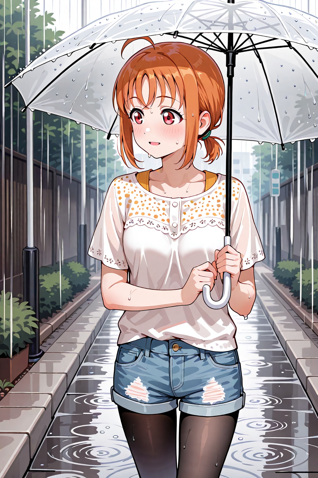 雨の日のお散歩千歌ちゃん