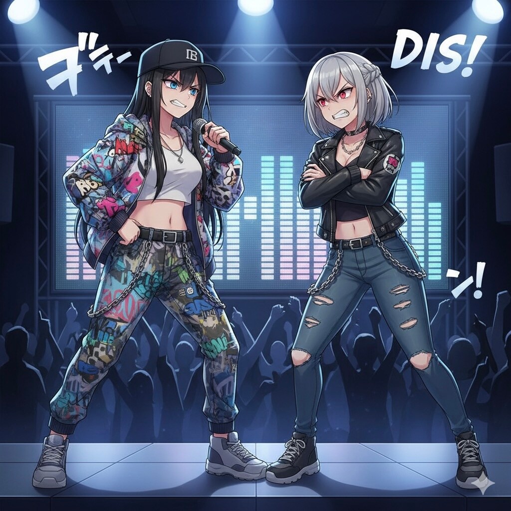 黒髪と銀髪(ラップバトル)