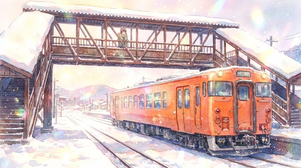 雪降る駅
