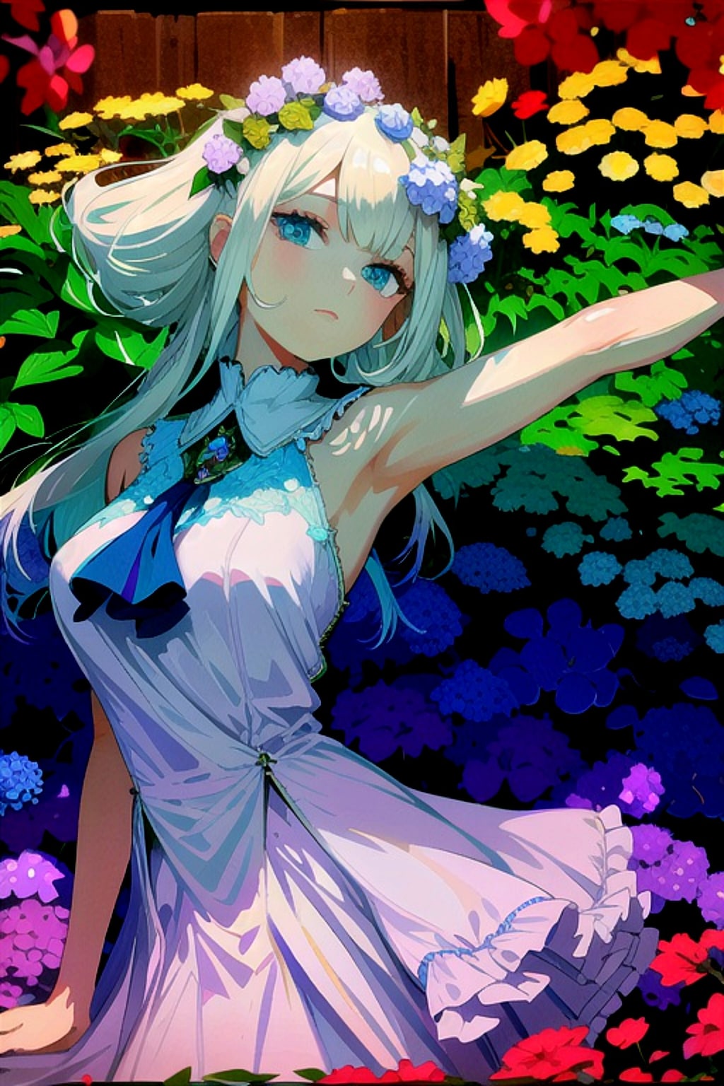 紫陽花と白髪ちゃん