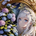 紫陽花と白髪ちゃん 3枚目