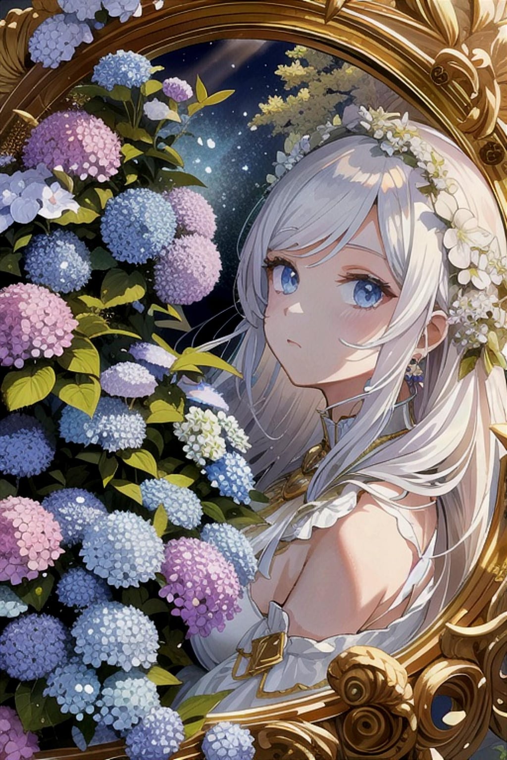 紫陽花と白髪ちゃん