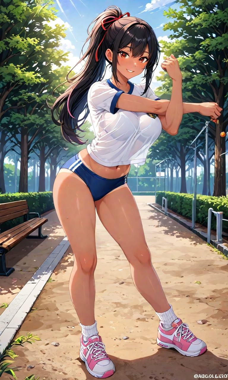 体操服姿の褐色ギャル