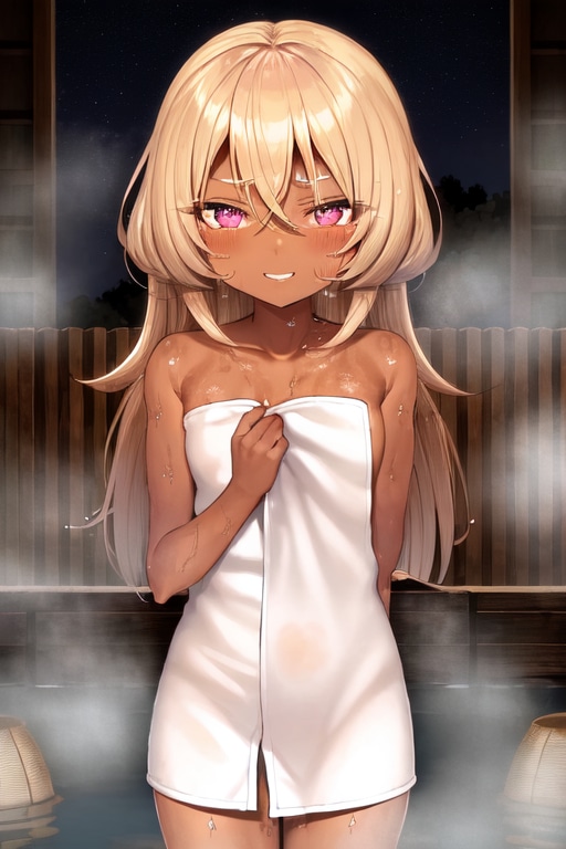褐色幼女、温泉に入る