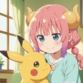 小林さんちのメイドラゴン　イルル　🐲　イルルとピカチュー！ 2枚目