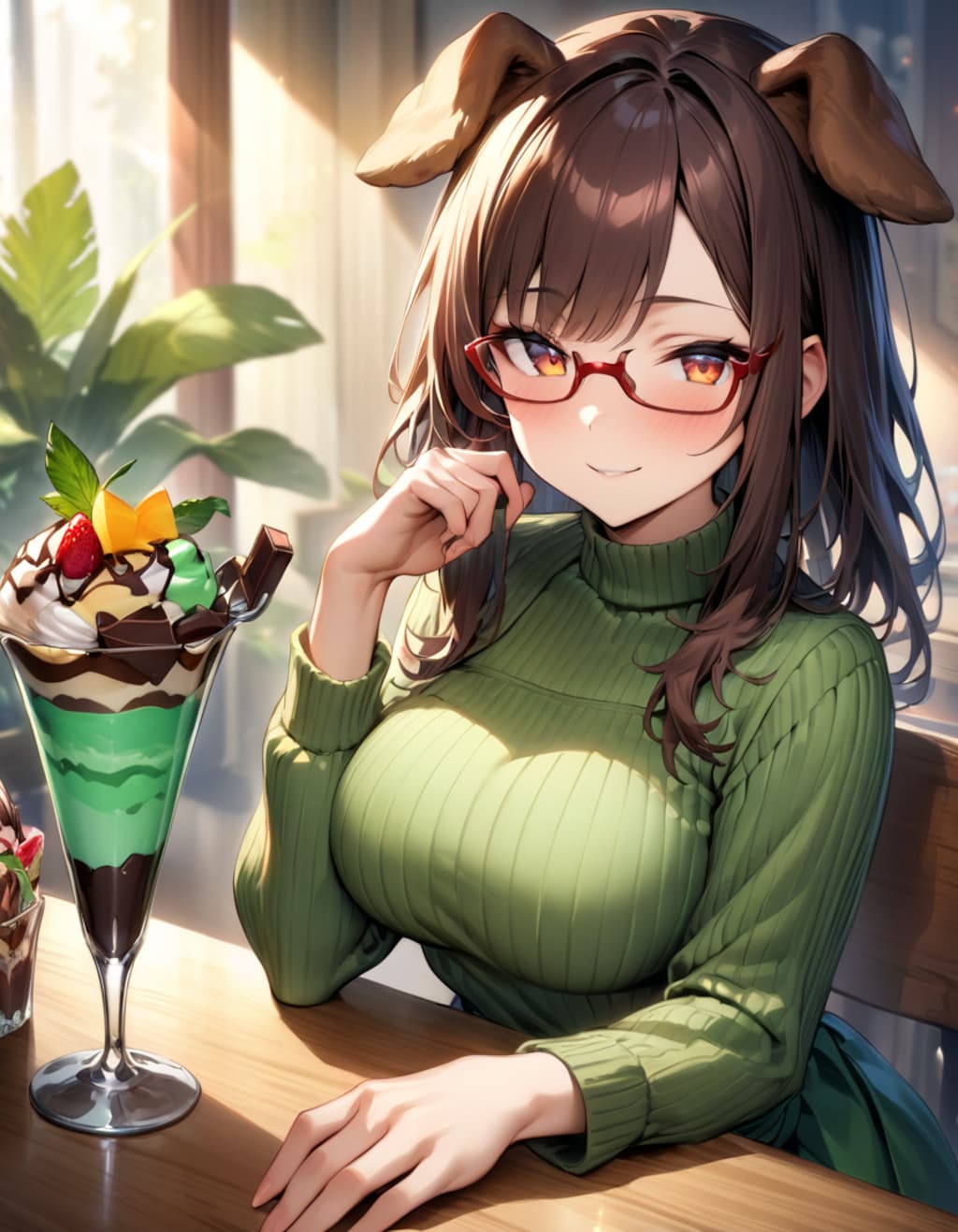 チョコミントとわん子♪