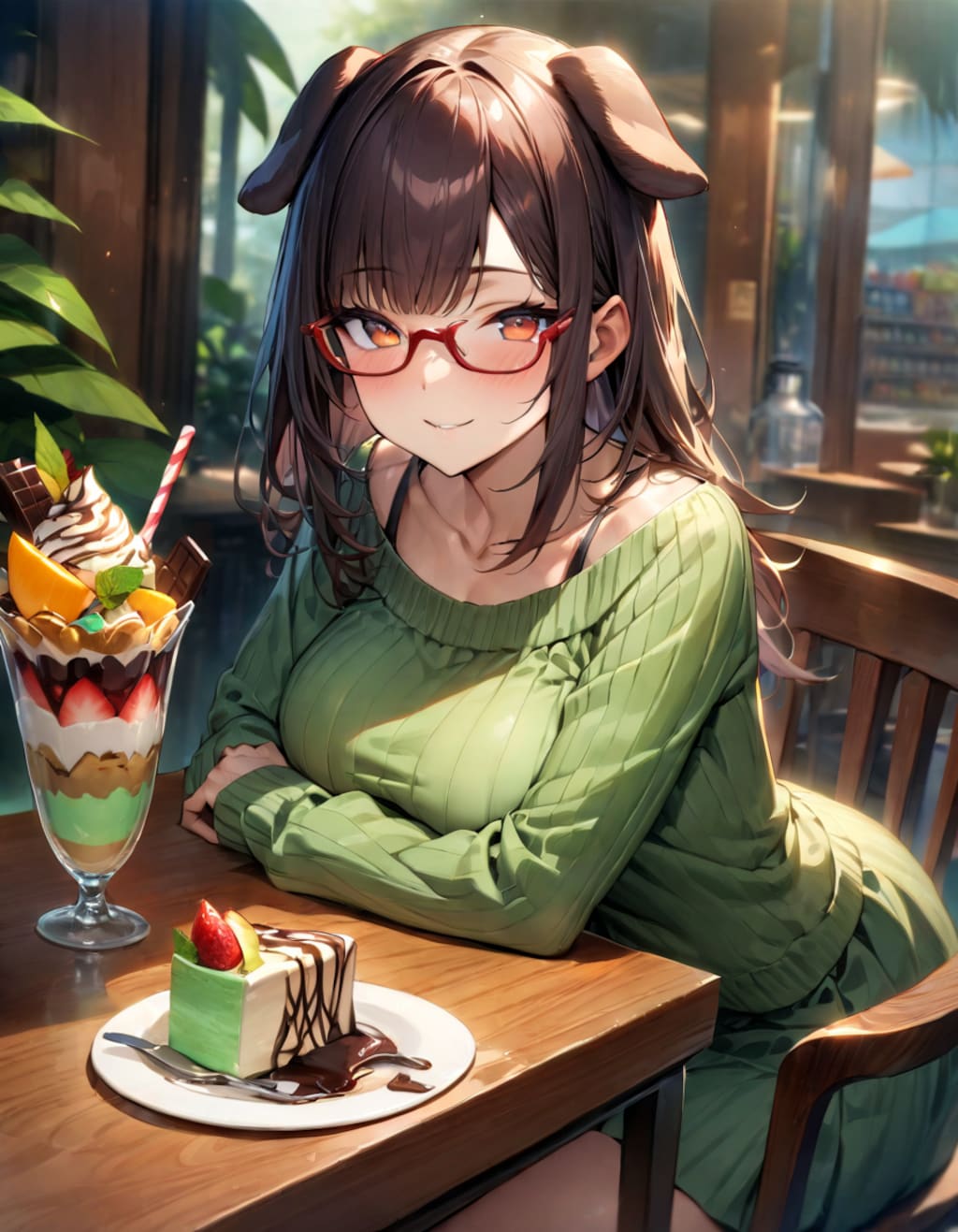 チョコミントとわん子♪