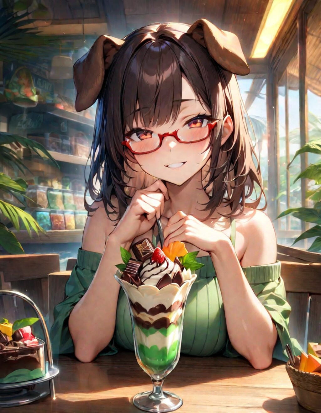 チョコミントとわん子♪