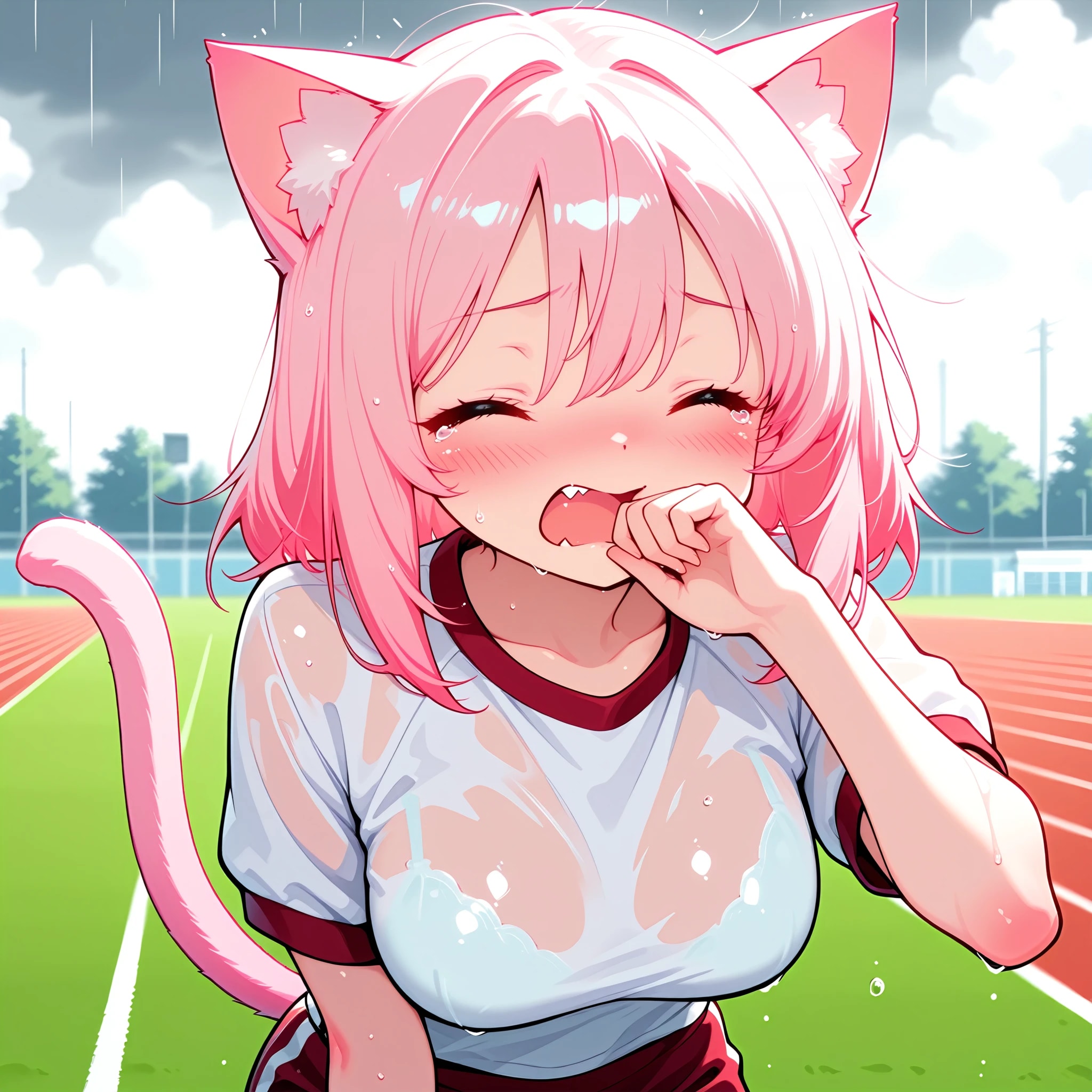 雨に降られた　猫耳さん