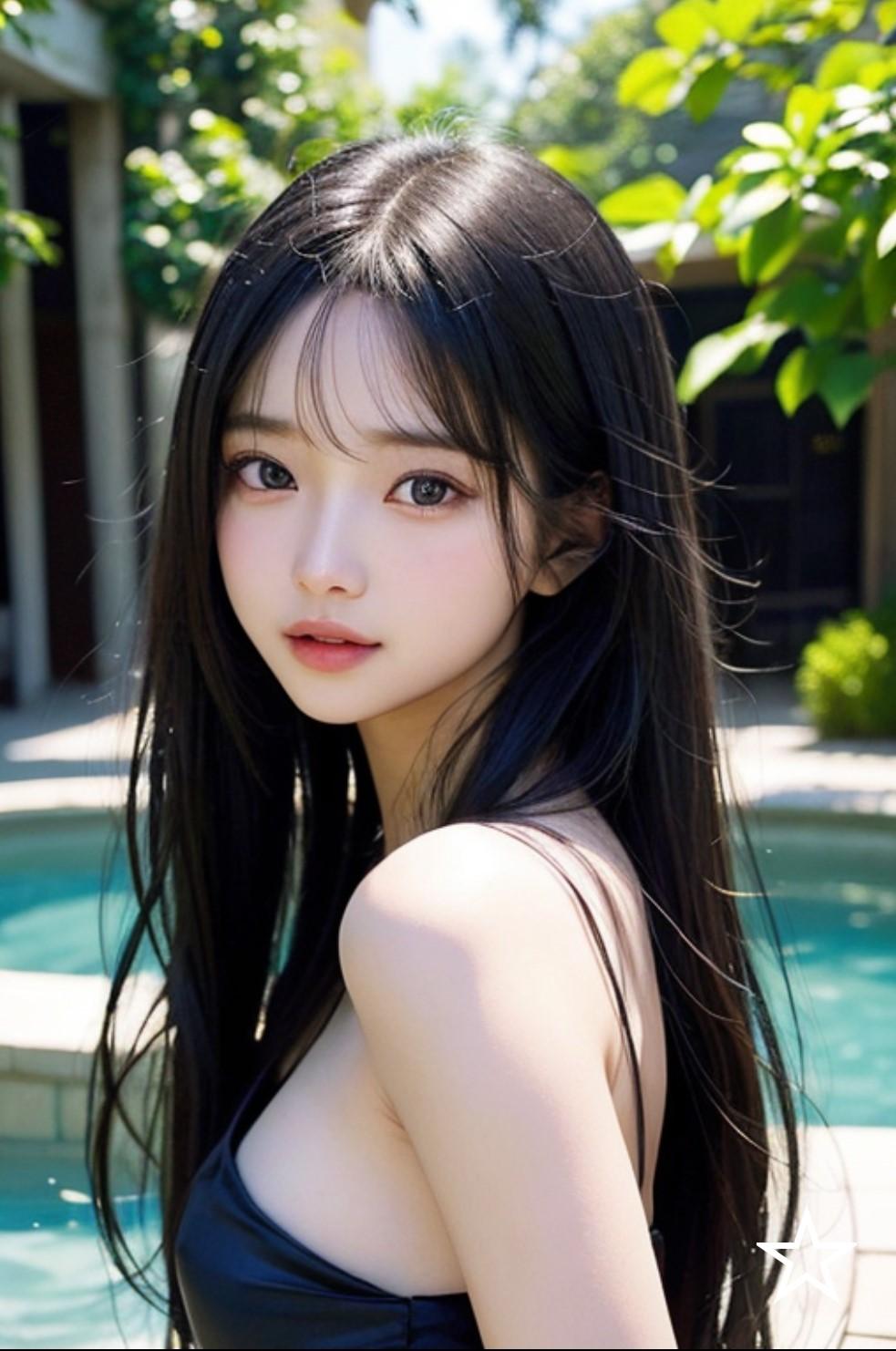 ♨温泉AI女子～黒ビキニ編♨