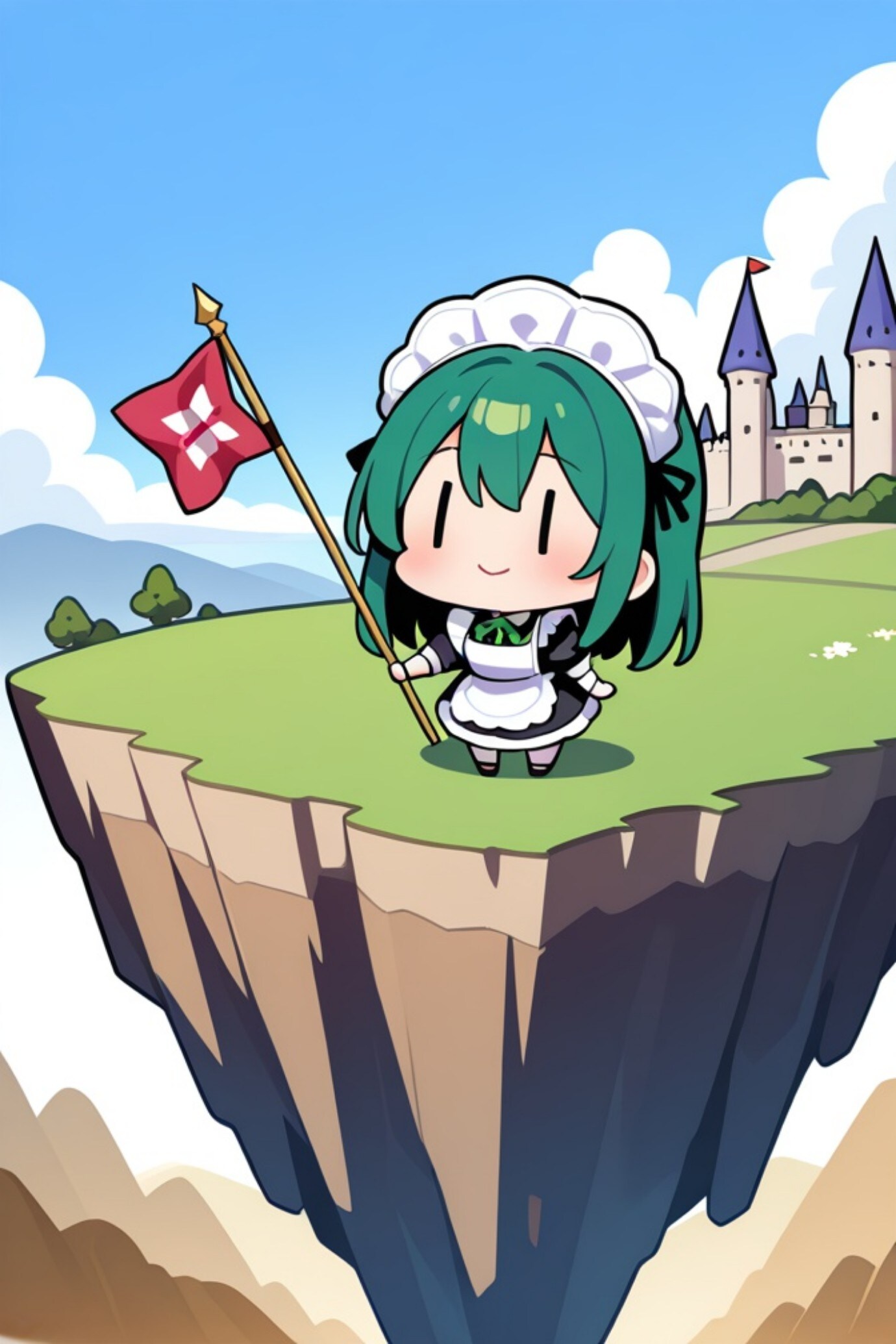 旗を持つ緑髪ちゃん